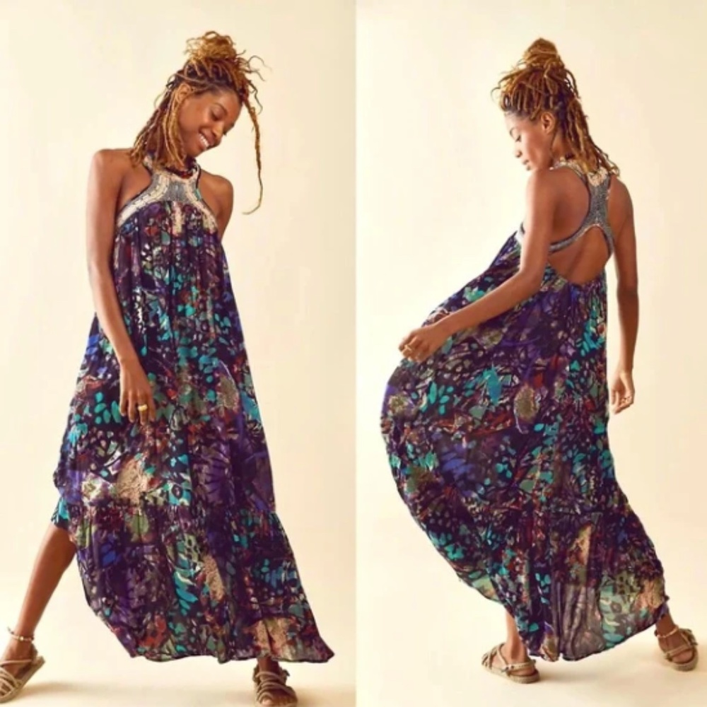 Free People Purple Floral Maxi Dress